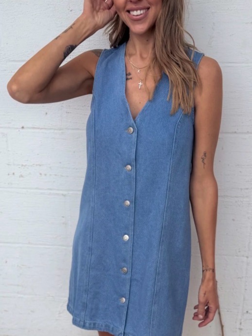 Madewell Blue Button-Front Mini Dress